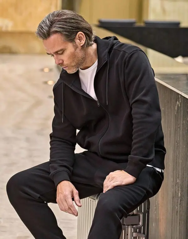 Ribbed Interlock Hooded Full Zip