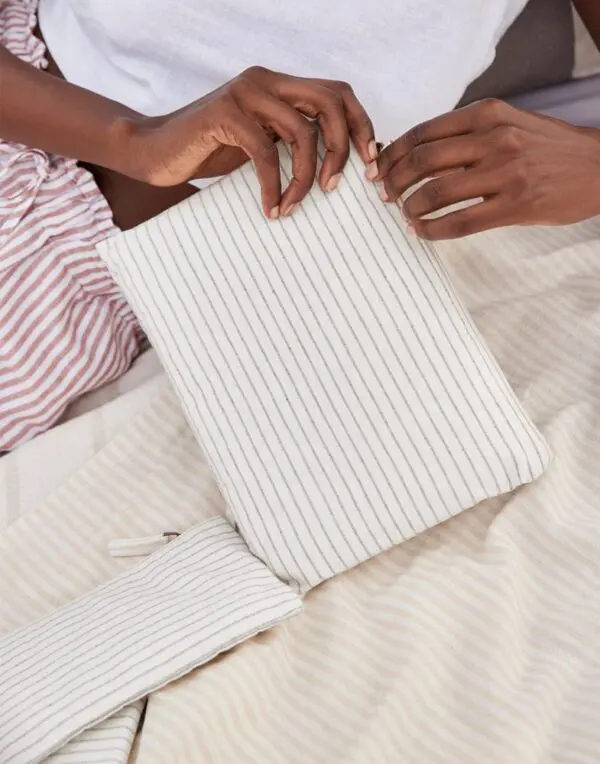 Striped Organic Cotton Accessory Pouch