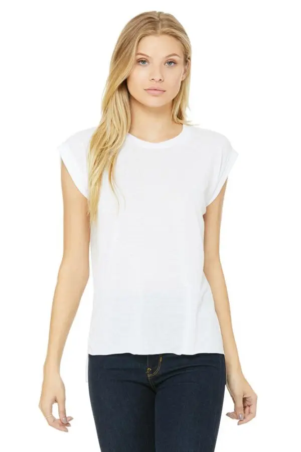 Women's Flowy Muscle Tee Rolled Cuff