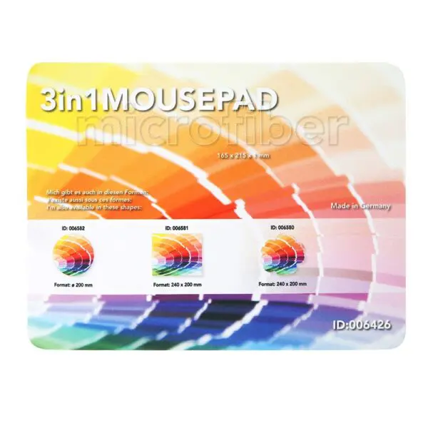 3 in 1  Mikrofaser Mousepad,  165 x 215 x 1 mm