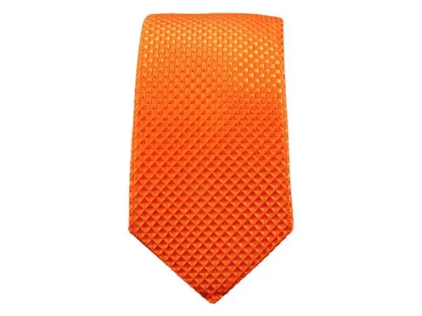 Krawatte schmal mit Diamanten Struktur - Elegante handgefertigte Krawatte für Herren aus Mikrofaser - 150 x 7 cm -Orange