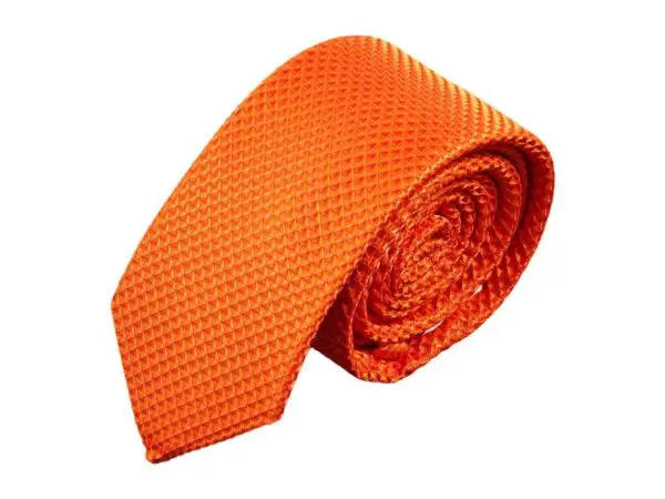 Krawatte schmal mit Diamanten Struktur - Elegante handgefertigte Krawatte für Herren aus Mikrofaser - 150 x 7 cm -Orange