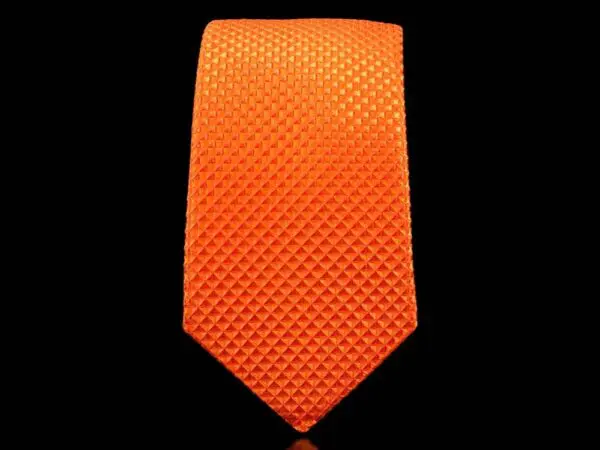 Krawatte schmal mit Diamanten Struktur - Elegante handgefertigte Krawatte für Herren aus Mikrofaser - 150 x 7 cm -Orange