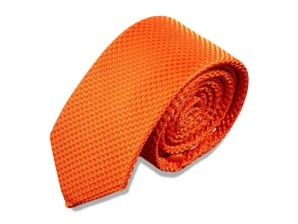 Krawatte schmal mit Diamanten Struktur - Elegante handgefertigte Krawatte für Herren aus Mikrofaser - 150 x 7 cm -Orange