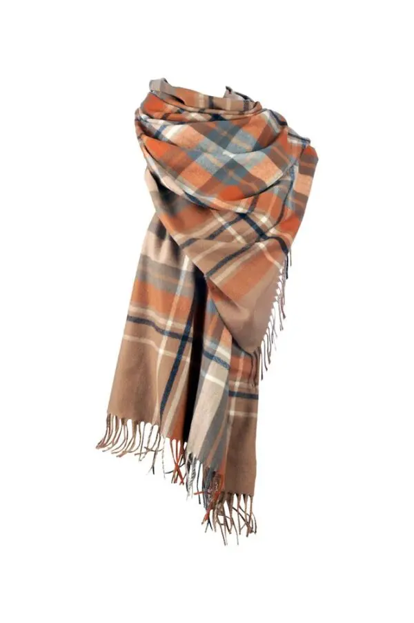 Pashmina Schal Damen, Kaschmir Feeling - Stolen Schultertuch für Frauen, Größe: ca 180 x 70 cm - Beige Braun Orange