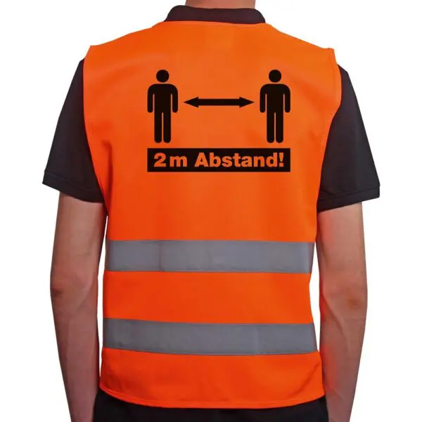 Warnweste 2 Meter Abstand - Mit eigenem Logo vorne