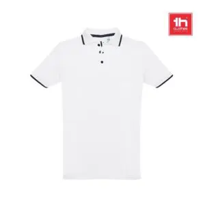 Baumwoll-Poloshirt THC ROME WH. Zweifarbiges für Männer. Weiße Farbe