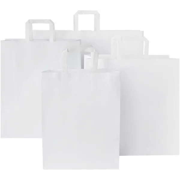 Kraftpapiertasche 80-90 g/m² mit flachen Griffen – mittel