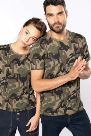 Kariban Damen-T-Shirt Camo mit kurzen Ärmeln