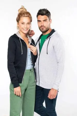 Kariban HERREN-KAPUZENSWEATSHIRT BICOLOR mit Reißverschluss