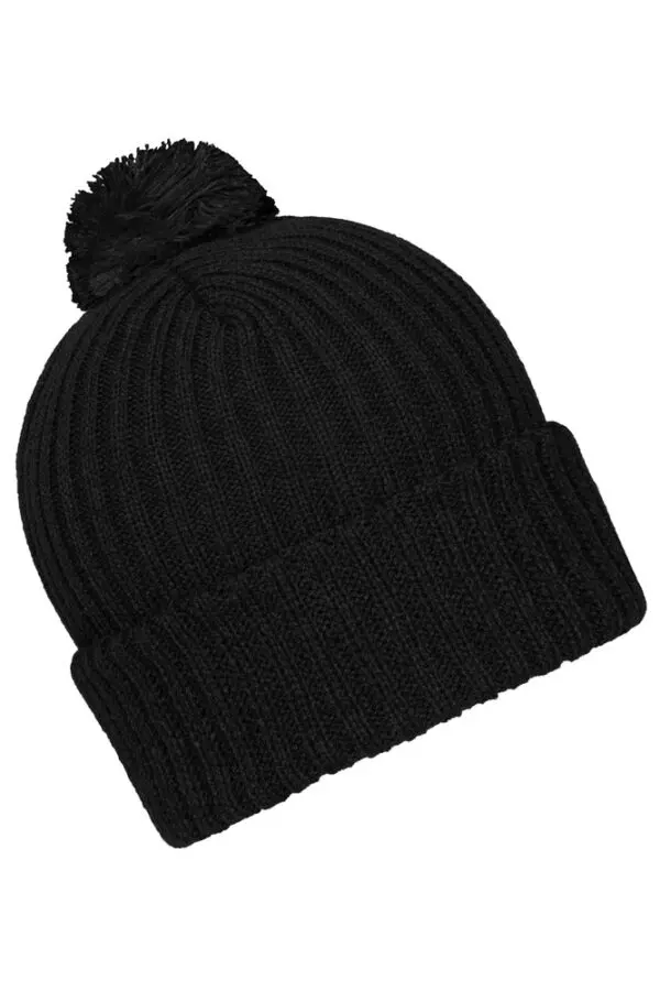 Knitted Cap with Pompon