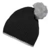 Pompon Hat with Contrast Stripe