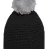 Pompon Hat with Contrast Stripe