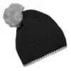 Pompon Hat with Contrast Stripe