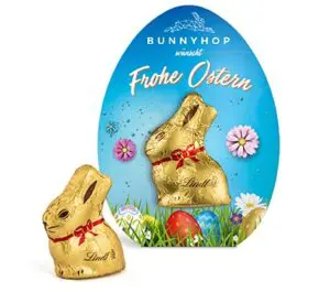 Lindt Mini Goldhase in Osterei-Werbekartonage