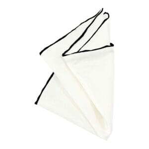 Einstecktuch Wollweiss handgerollt mit farblicher Absetzung - 100% Seide - Elegantes Tuch für Anzug oder Sakko - Made in Italy - 30 x 30 cm - Wollweiss Schwarz