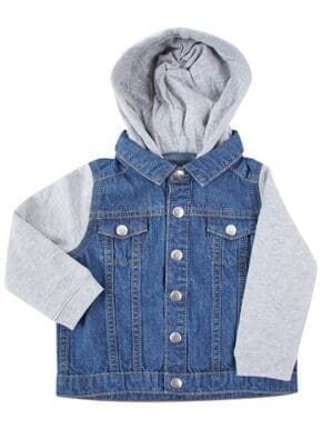 Jacket Larkwood - Denim With Fleece Hood And Sleeves