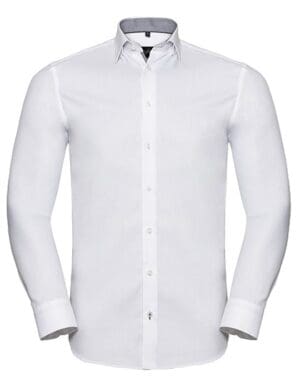 Shirt  Russell Collection - Men´s Long Sleeve Tailored Contrast Herringbone